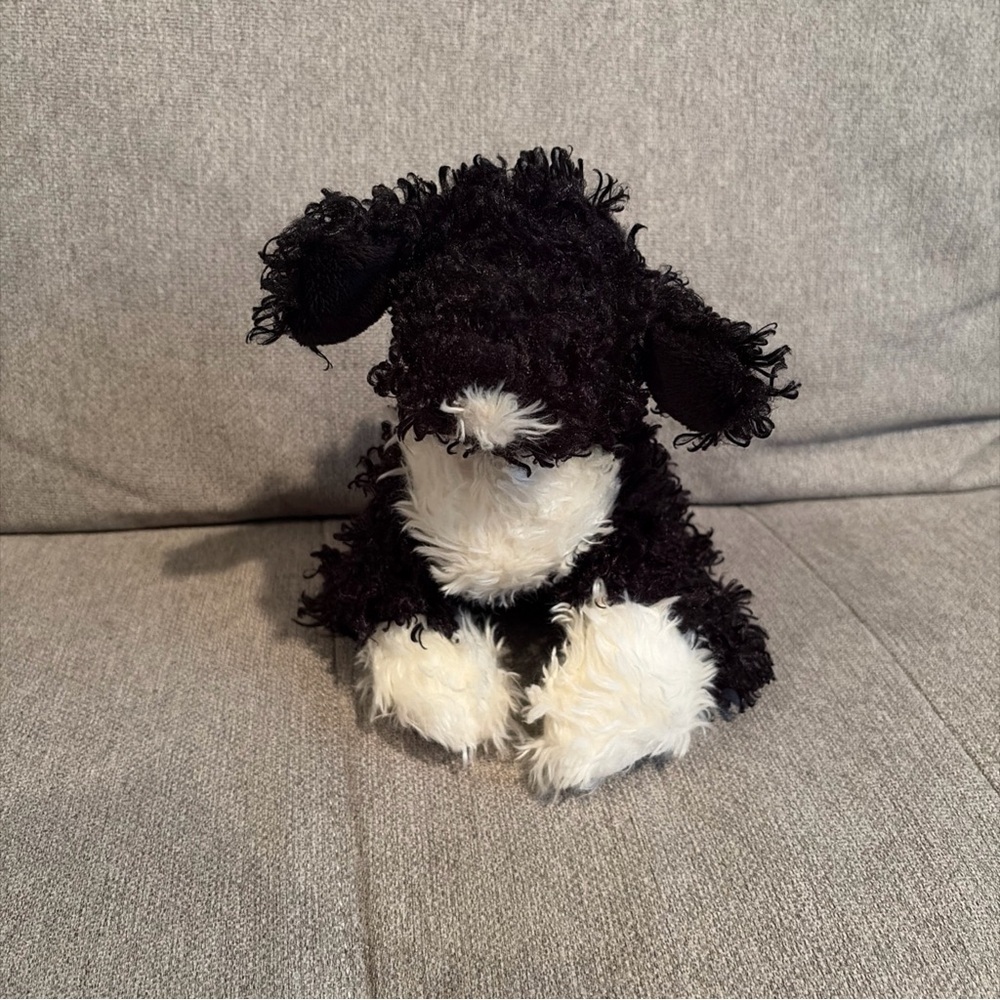 Ganz Webkinz Portuguese Water Dog Plush 8" Curly Black White Fur HM439 No Code